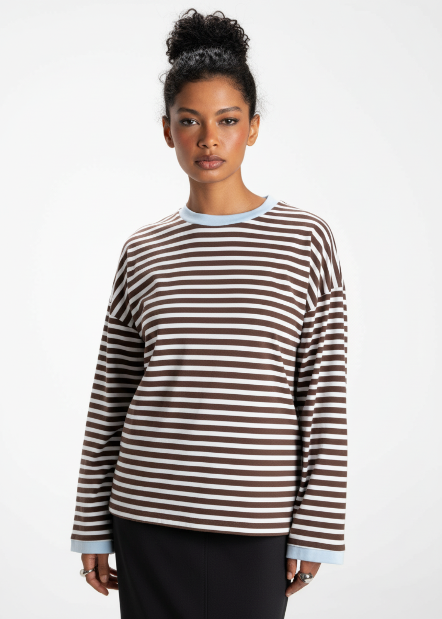 Atlas Oversized Striped Sweater - Brown &amp; Blue 