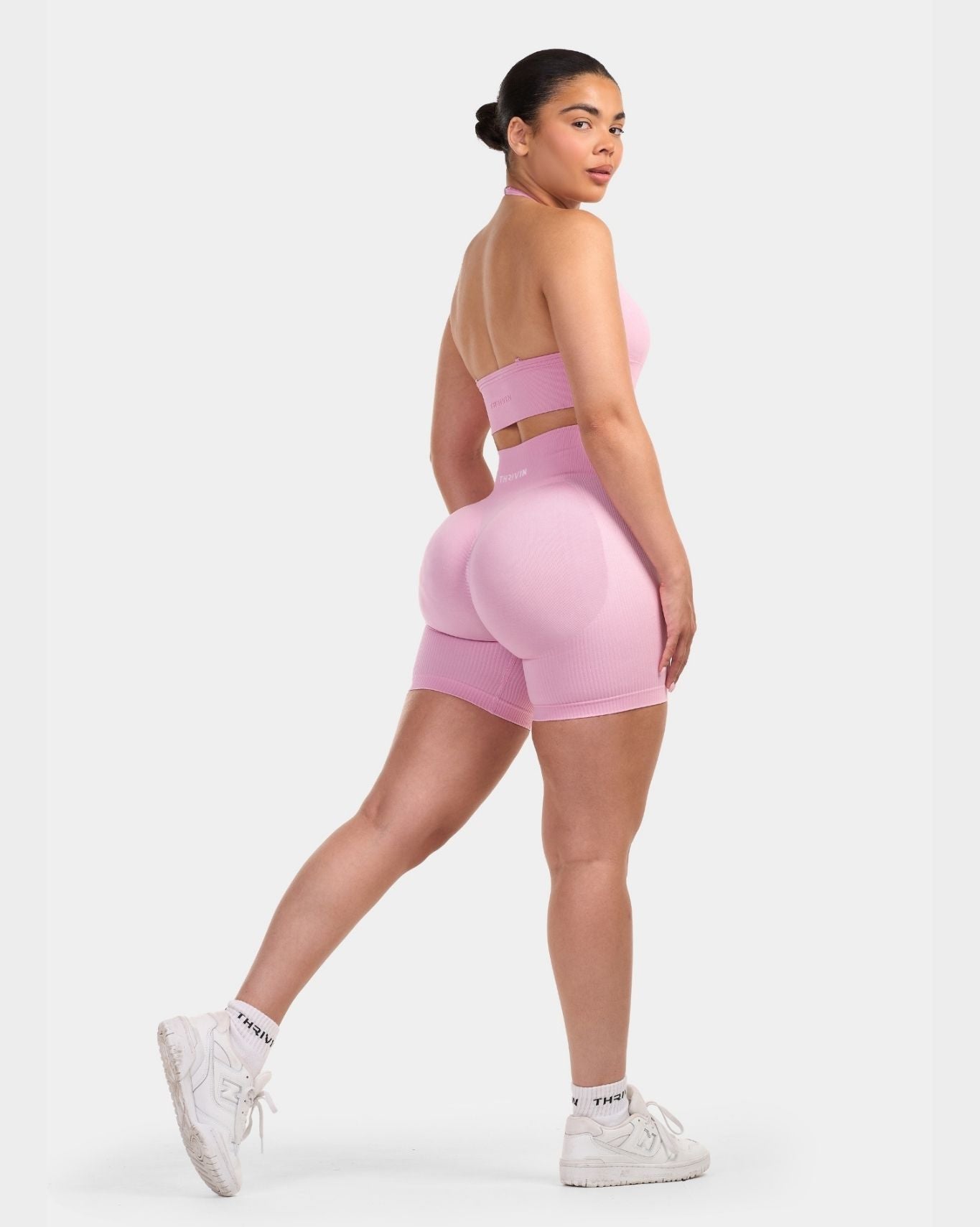 Seamless Sculpt Ribbed Contour Shorts | Pilates Pink