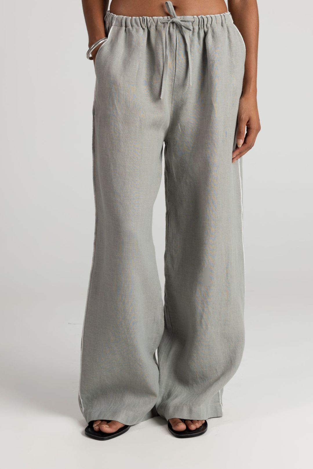 Mai Loose Linen Pants - Grey 