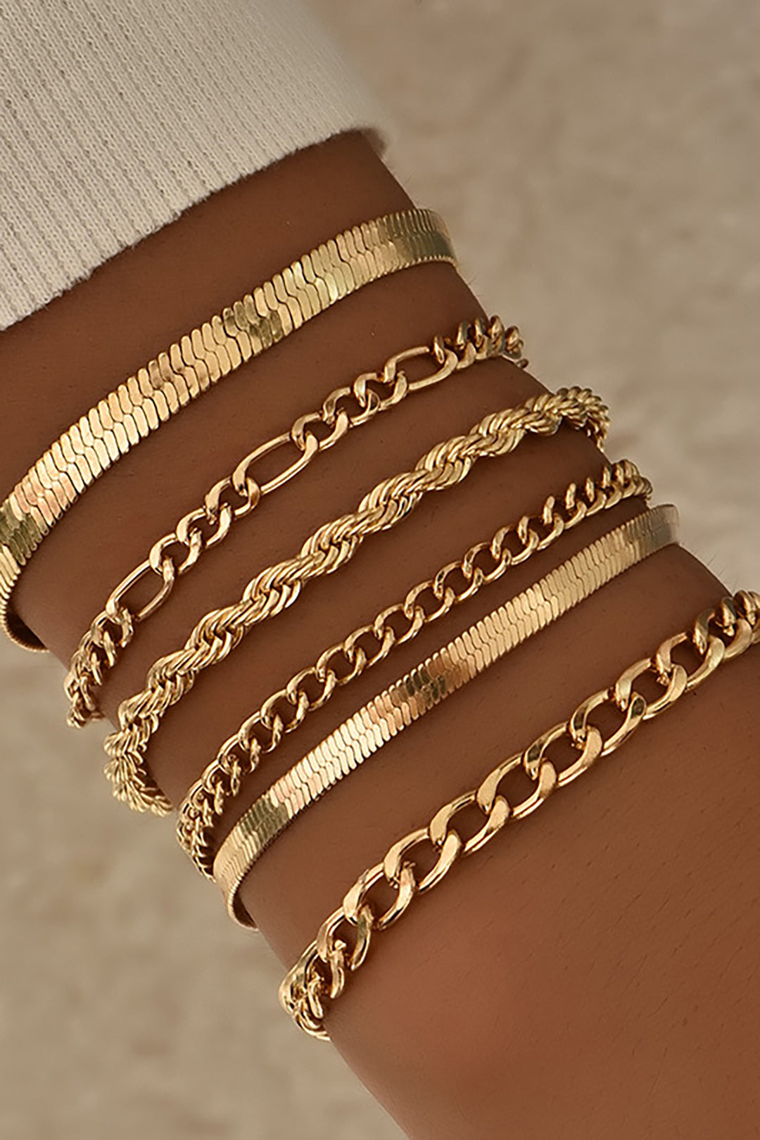 6-piece Cuban link bracelet set 
