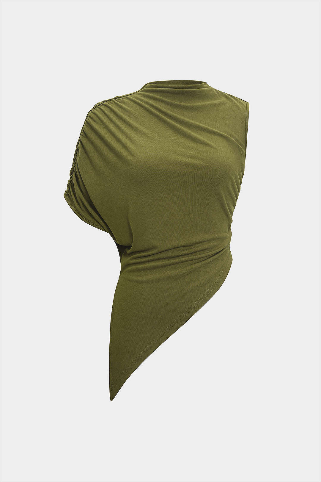 Asymmetrical Shoulder Ruched T-Shirt 