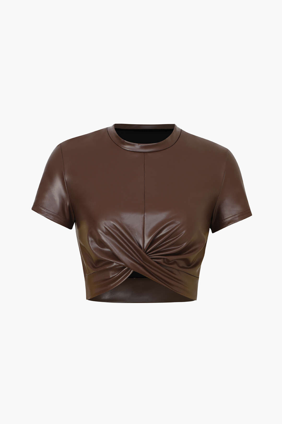 Basic faux leather cropped tee 