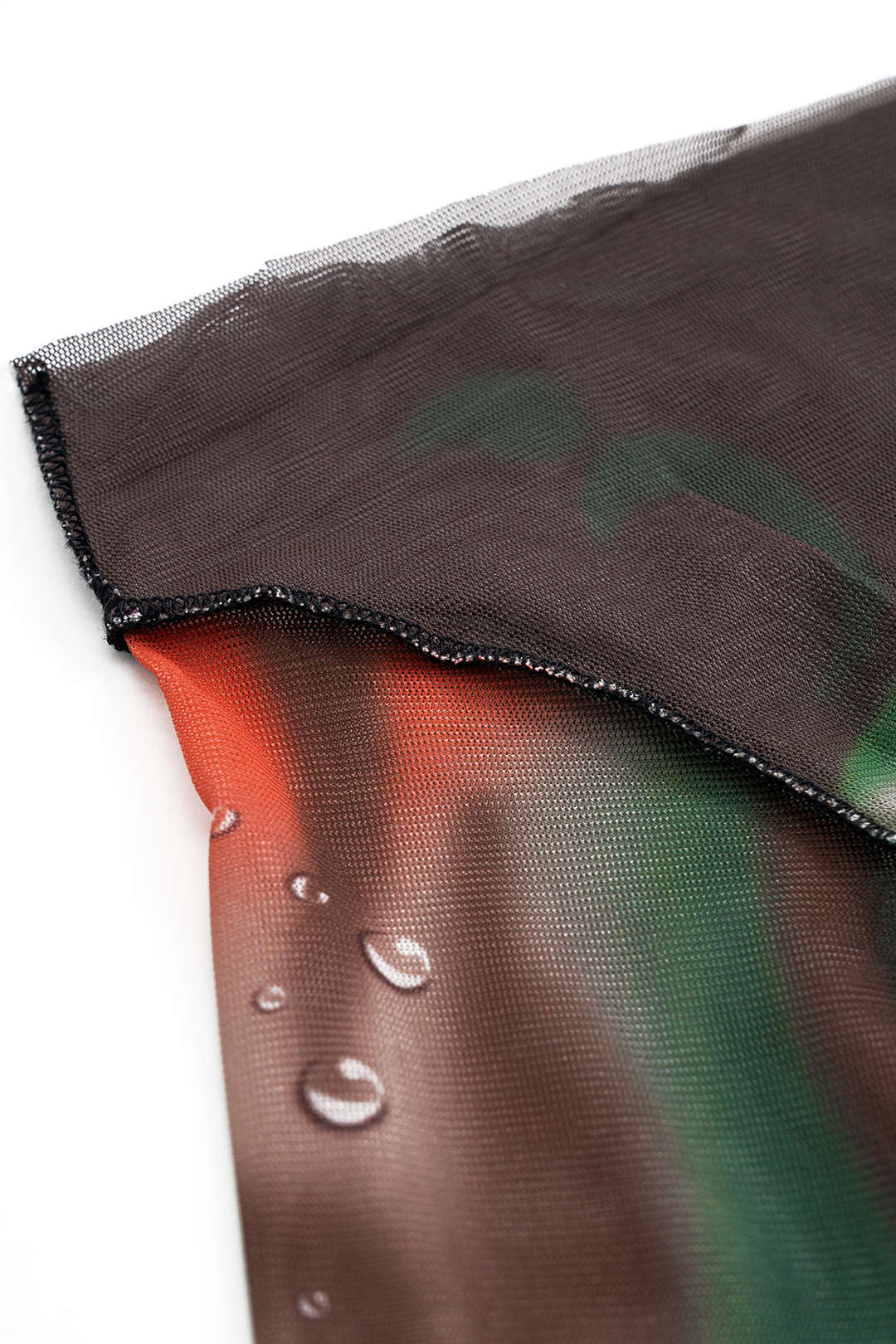 Summary Pattern Mesh Off Shoulder Long Sleeve Top 