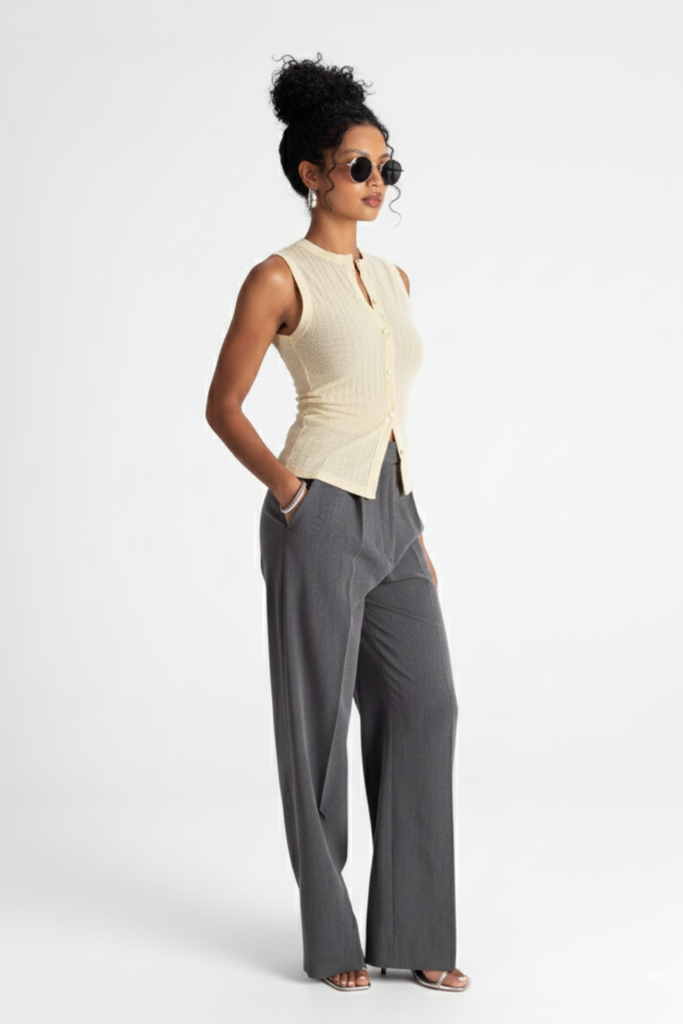 Chiara Fitted Ribbed Top - Baby Pink 