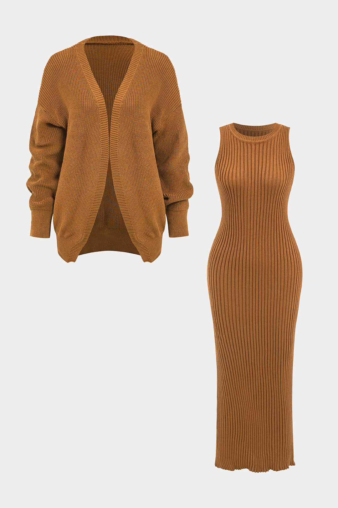 Ribbed knitwear and cardigan set 