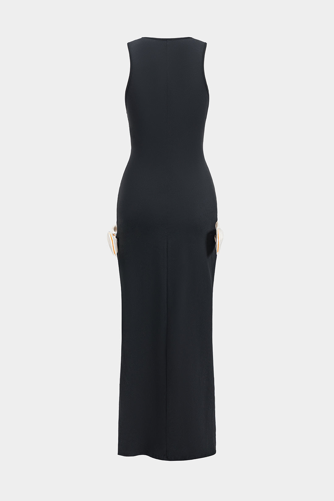 Bow sleeveless slit maxi dress 