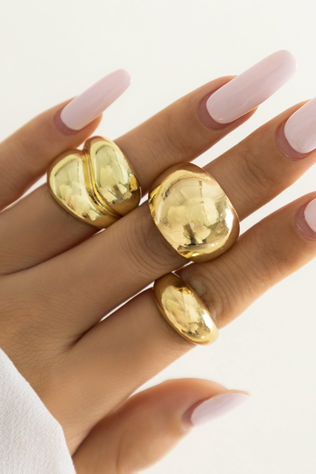 3pcs Geometric Curved Cuff Rings Set 