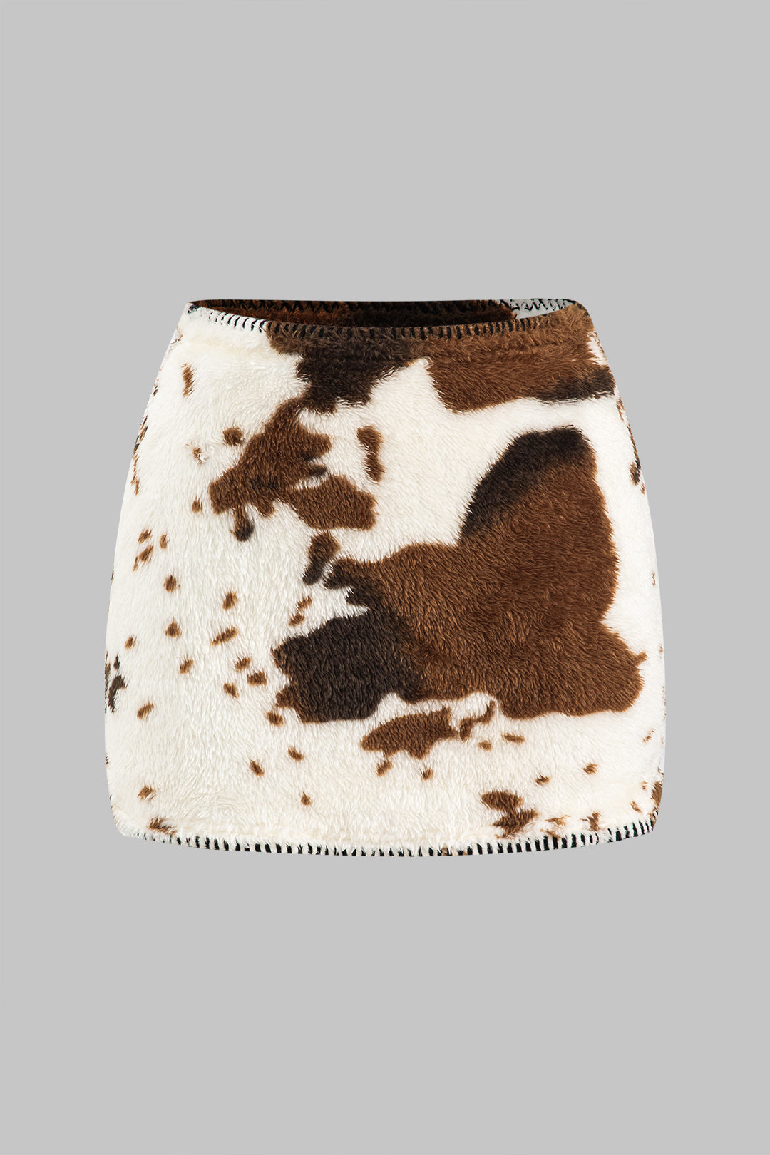 Skirt with abstract print and stitching 