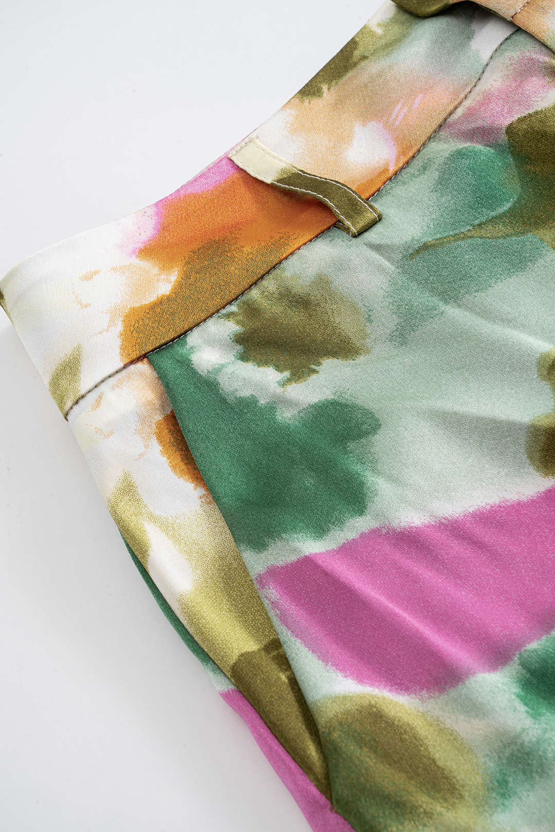 Abstract print Satin High Waist Wide Leg pants 