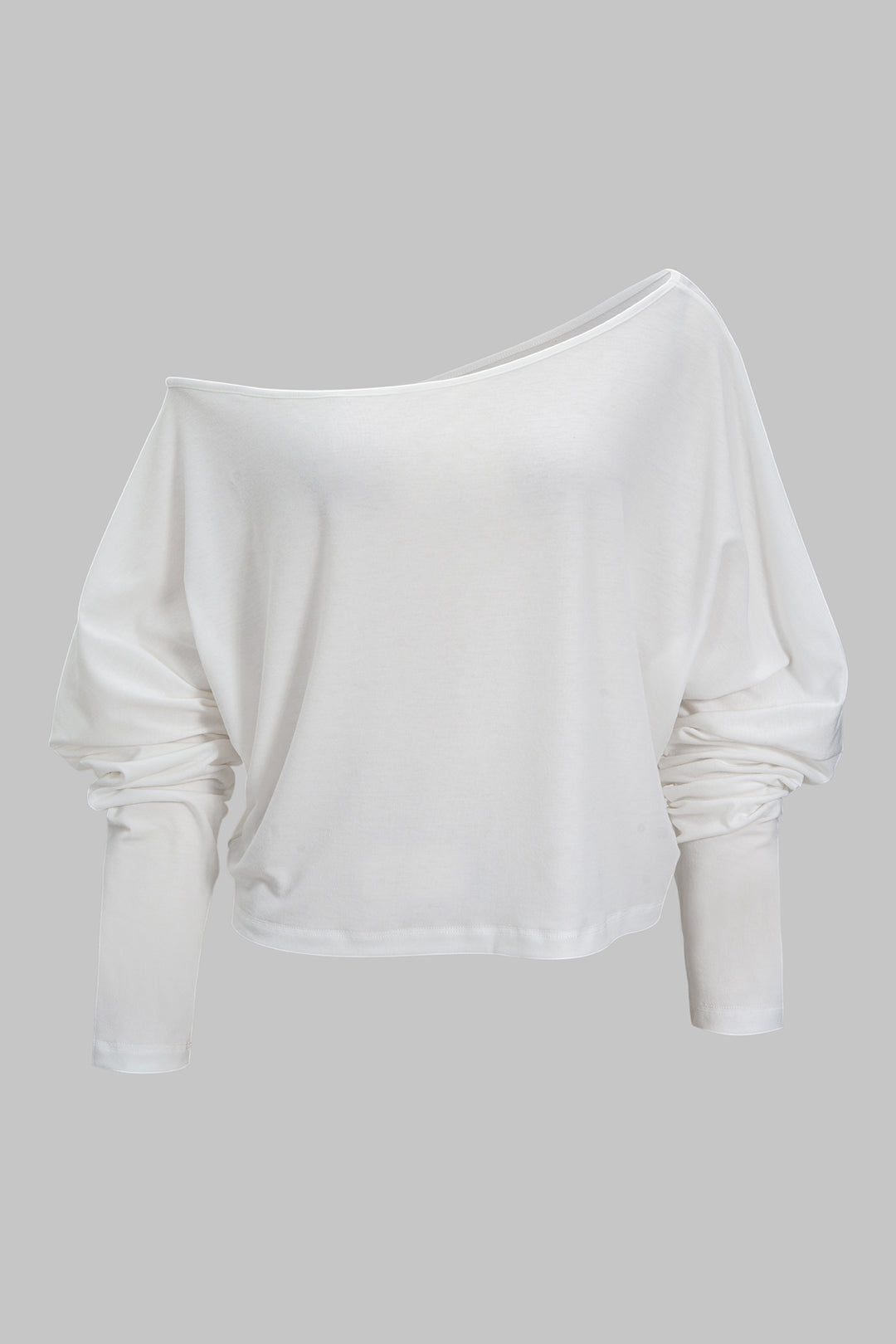 Asymmetrical Neck Long-Sleeve Top 
