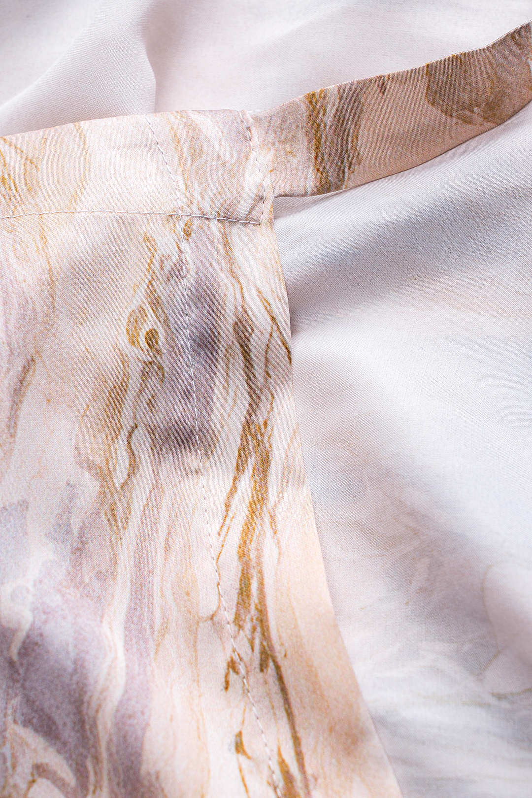 Abstract print pleated satin tie front skirt 