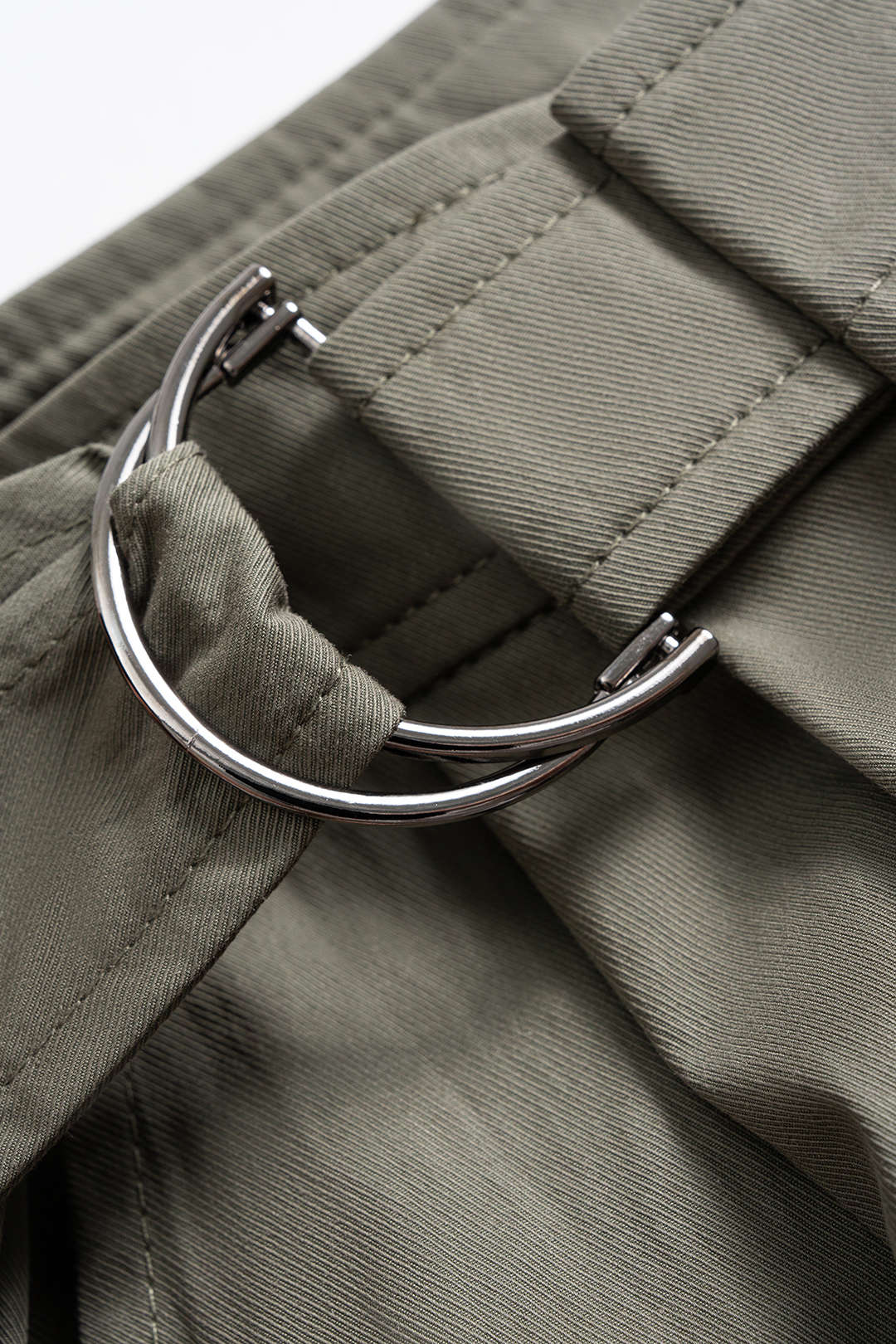 Asymmetrical Pleated Belted Pants 