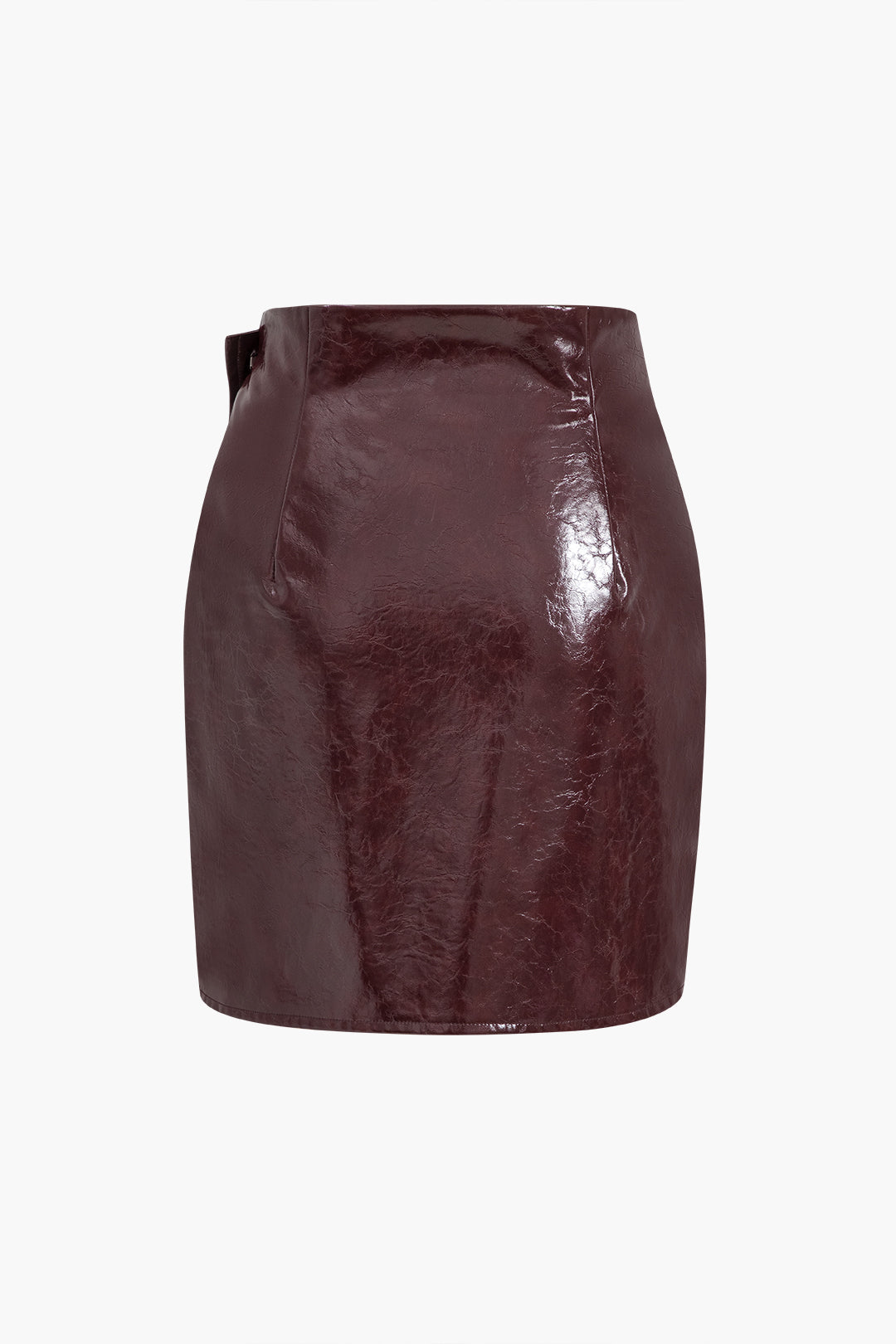 Asymmetrical faux leather skirt set 