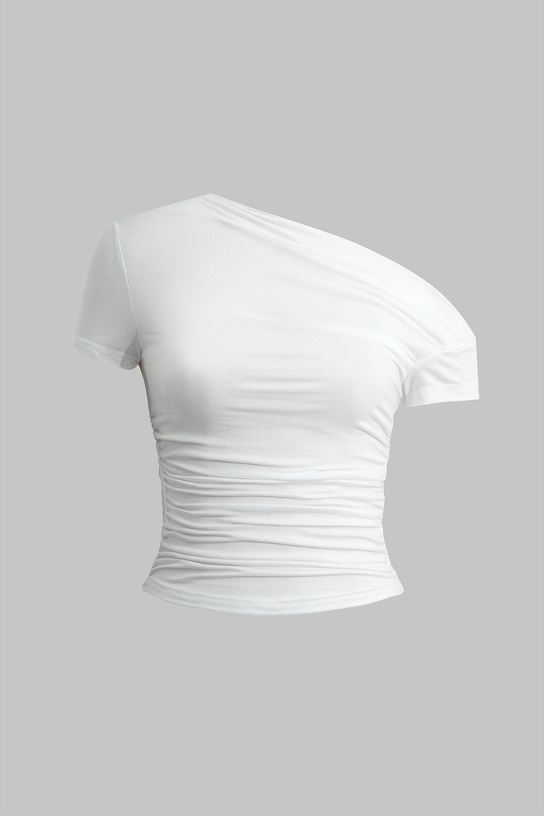 Basic asymmetrical T-shirt with ruffles 