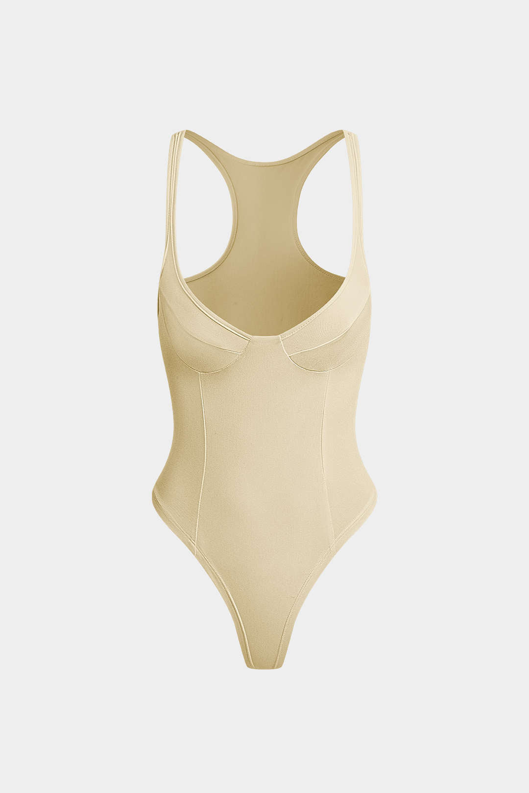 Basic Solid Deep-V Neck Bustier Bodysuit 