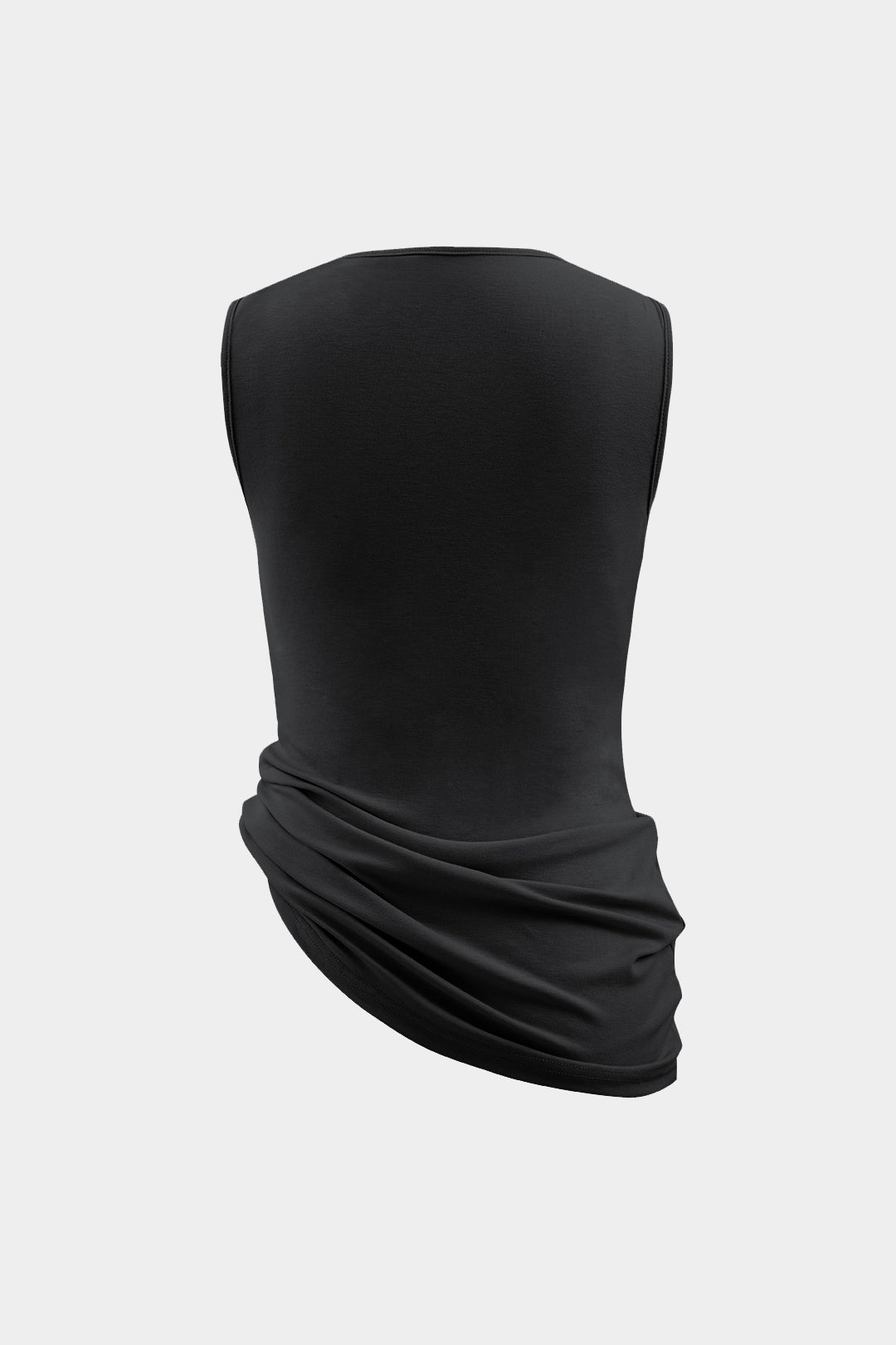 Asymmetric cal neck ruffle tank top 