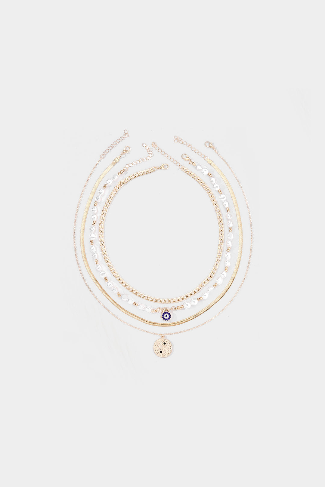 Alloy Geometric Faux Pearl Necklace 