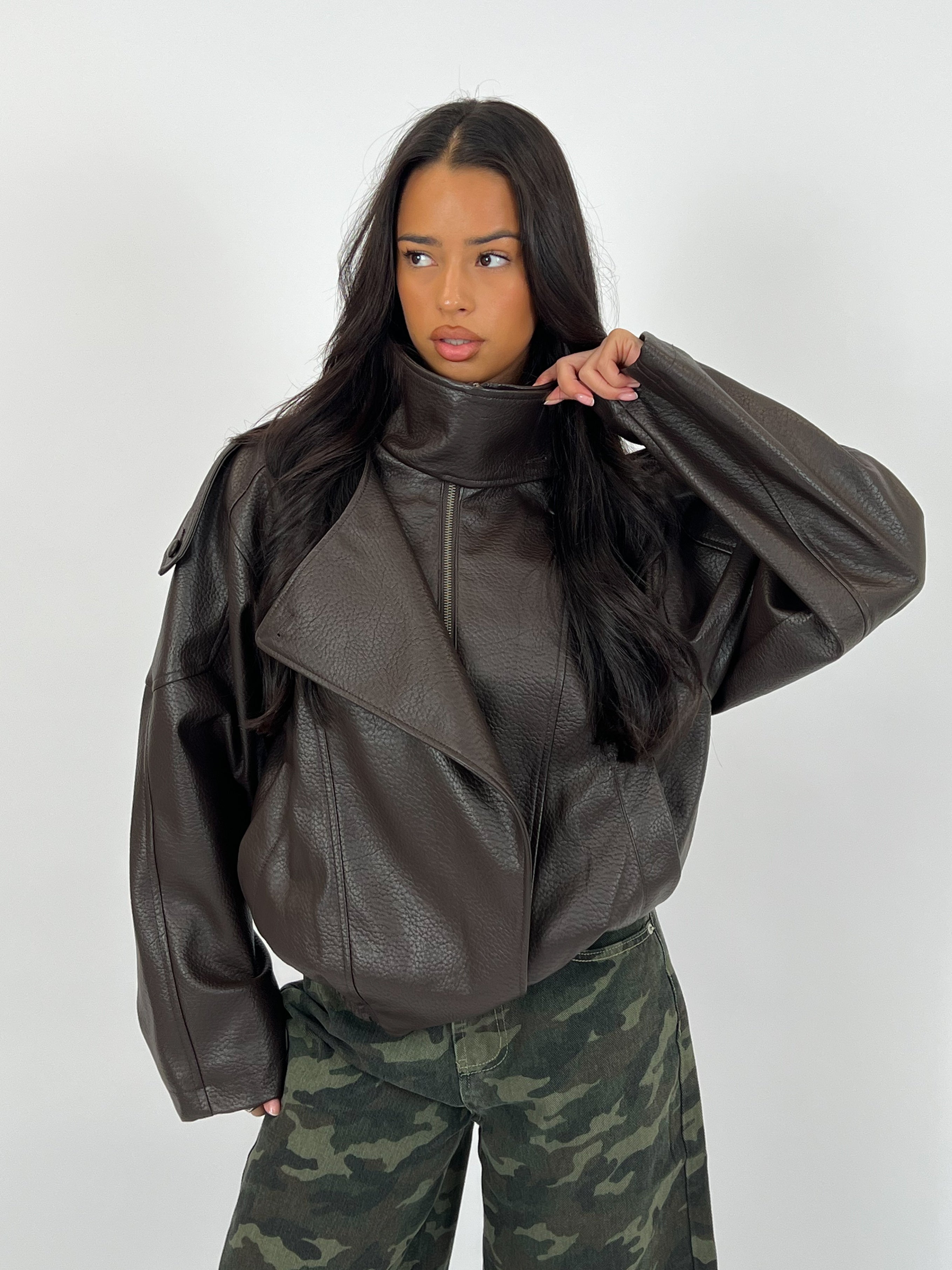 LAURENT CHOCO LEATHER JACKET PRE-ORDER