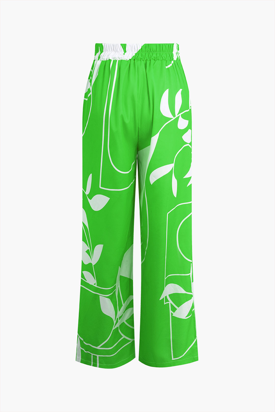 Bamboo leaf print cami top and pants set 