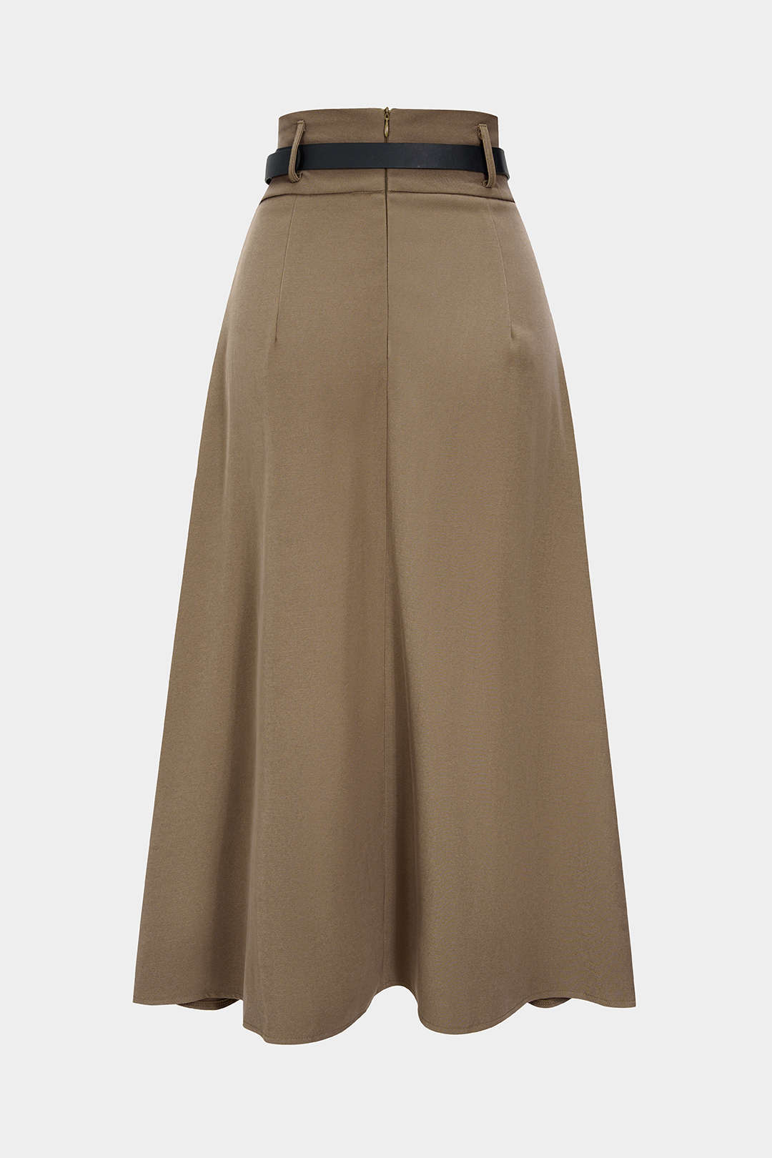 Belted Asymmetrical Ruched High Waist Skirt 