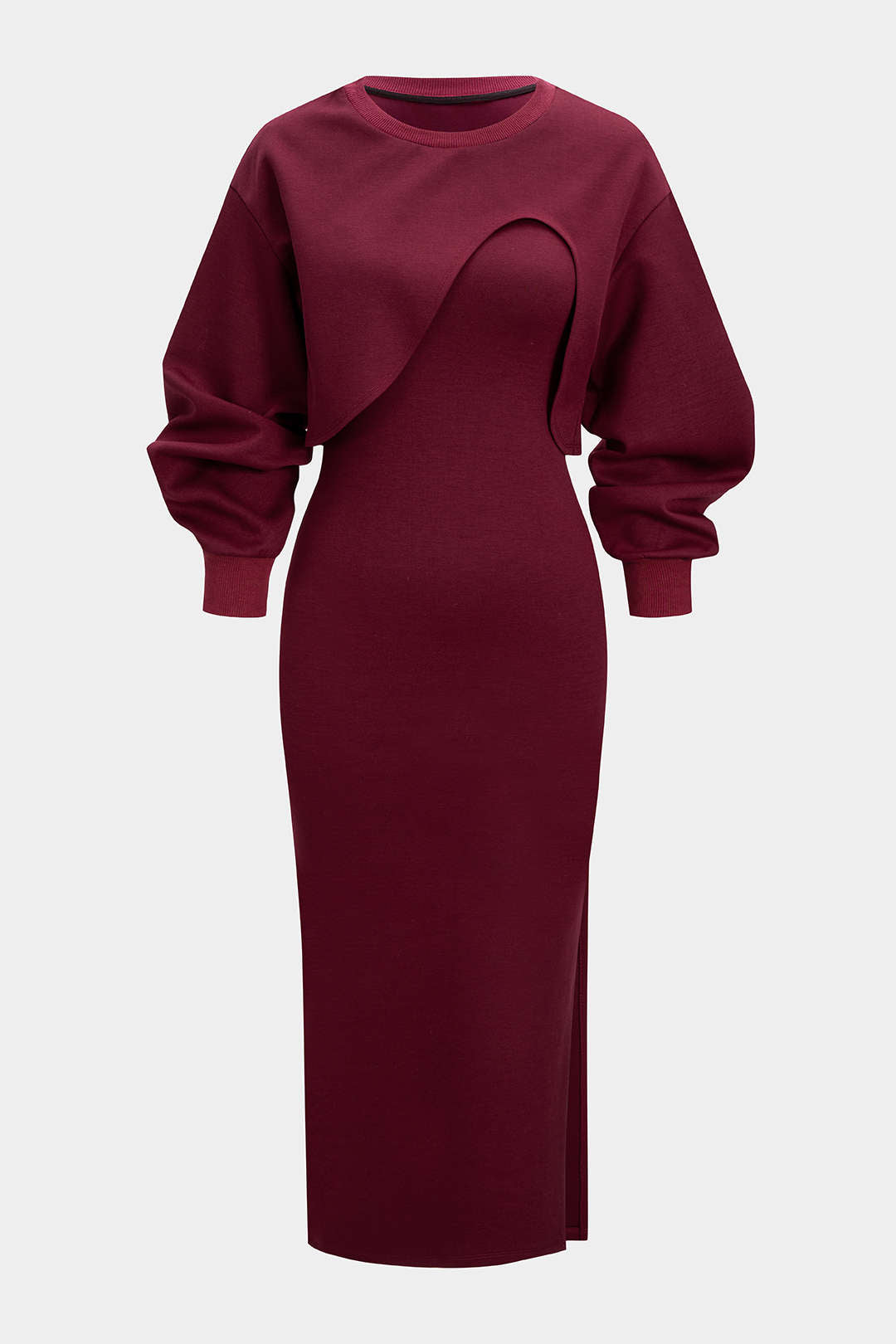 Asymmetrical Long-Sleeve Top And Sleeveless Dress Set 