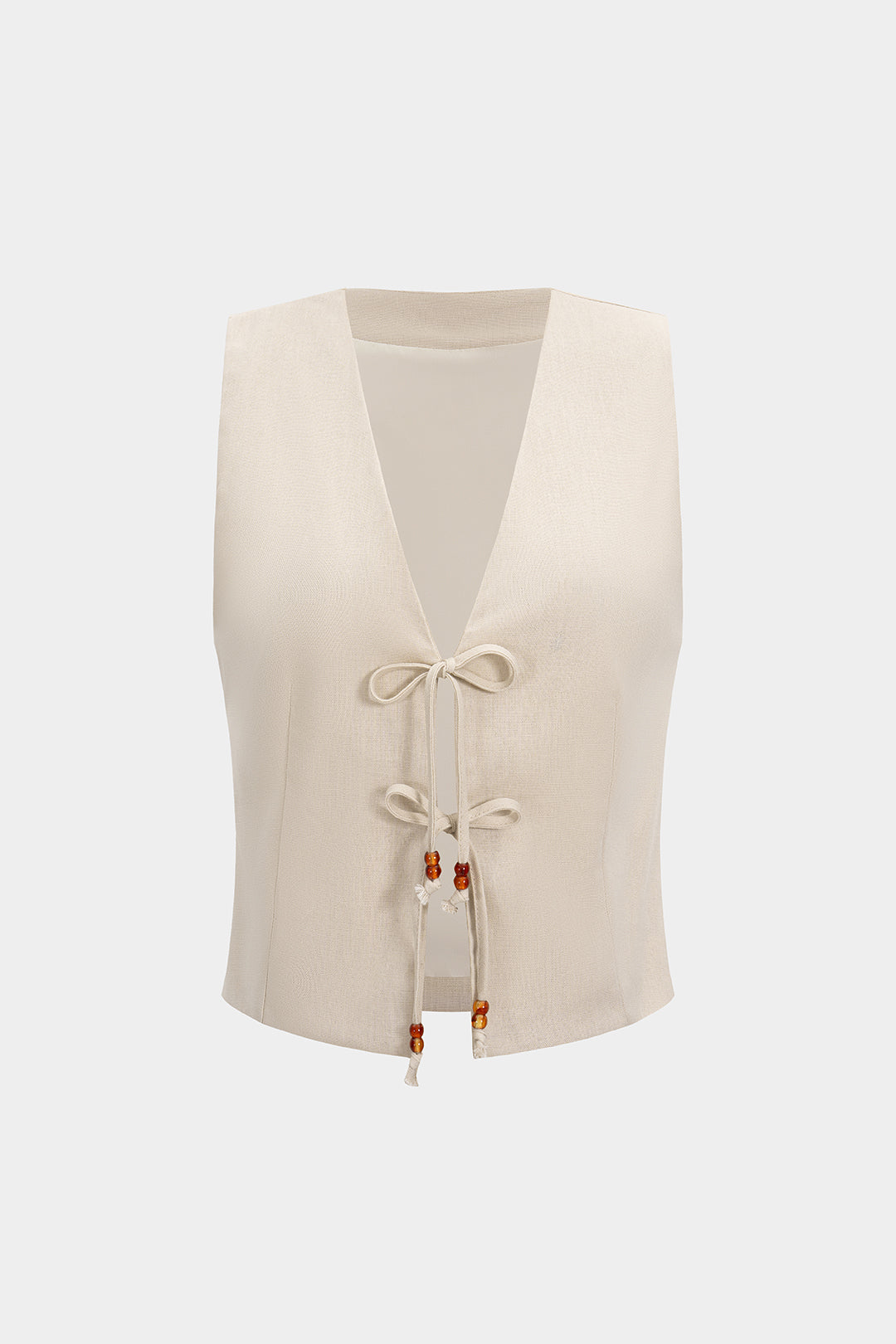 Beaded Tie Front Blended Vest 