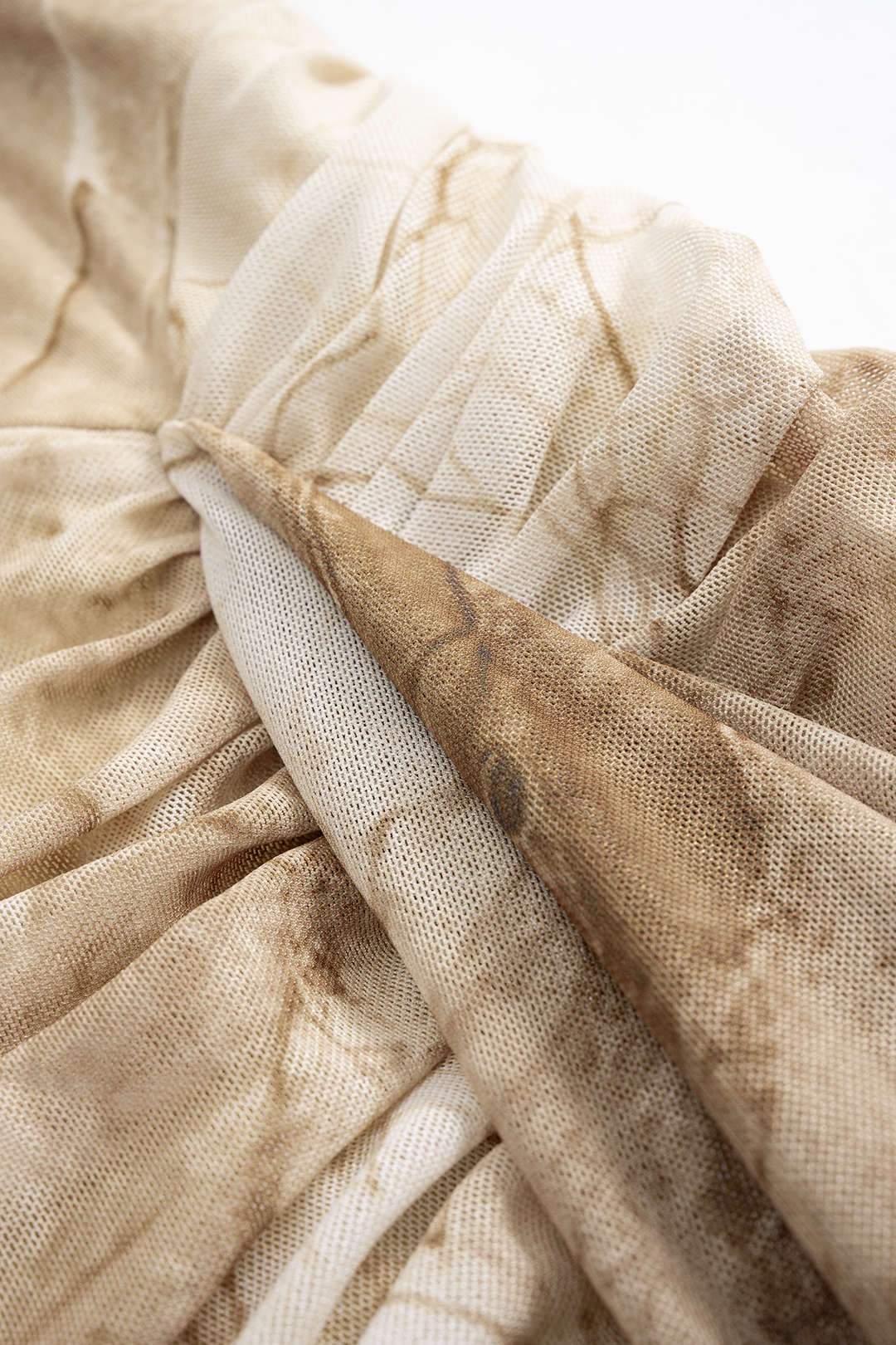 Abstract Print Asymmetrical Ruched Ruffle Hem Slip Sleeveless Maxi Dress 