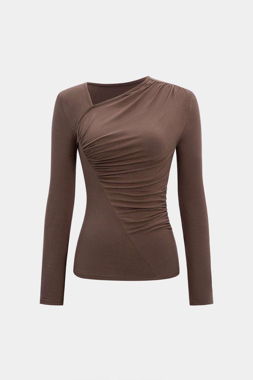 Women’s Sculpted One-Shoulder Ruched Top – Elegant Contour Fit