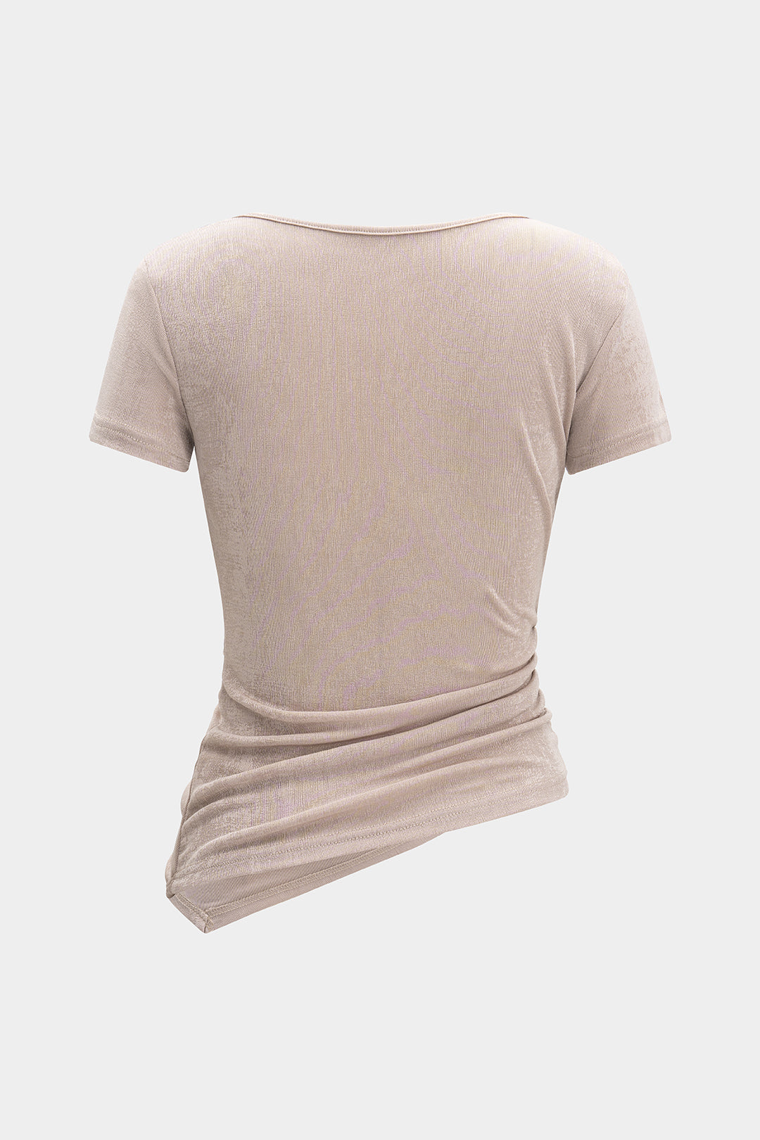 Asymmetric ruffle cowl neck t-shirt with short sleeves 