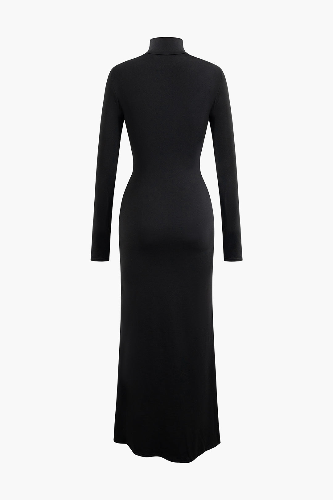 Body Print Turtle Neck Maxi Dress with Long Sleeves 