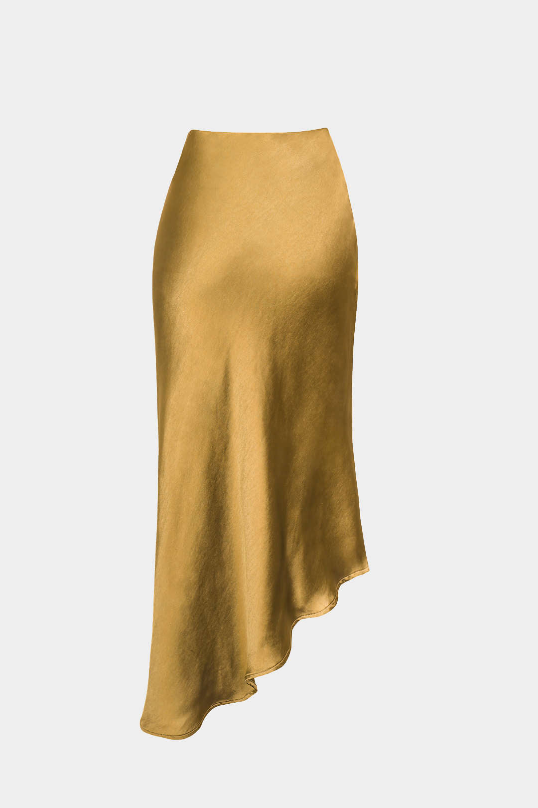 Decorative skirt with asymmetric hem and split button 