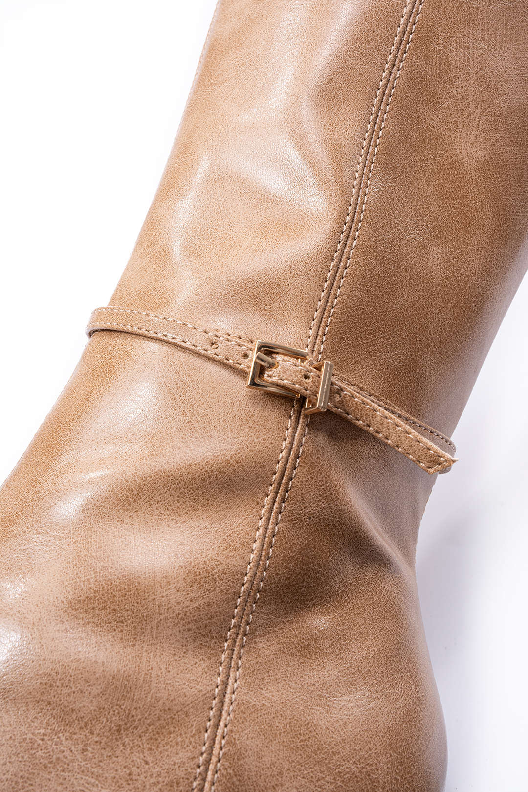 Belted Square Toe Knee High Boots 