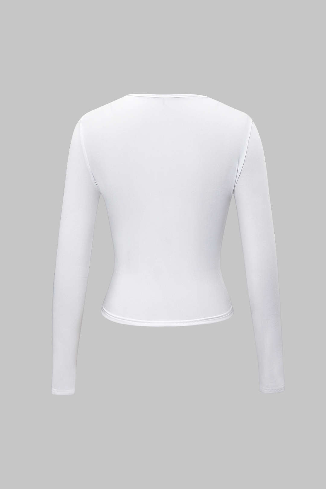 Basic solid round neck long sleeve top 