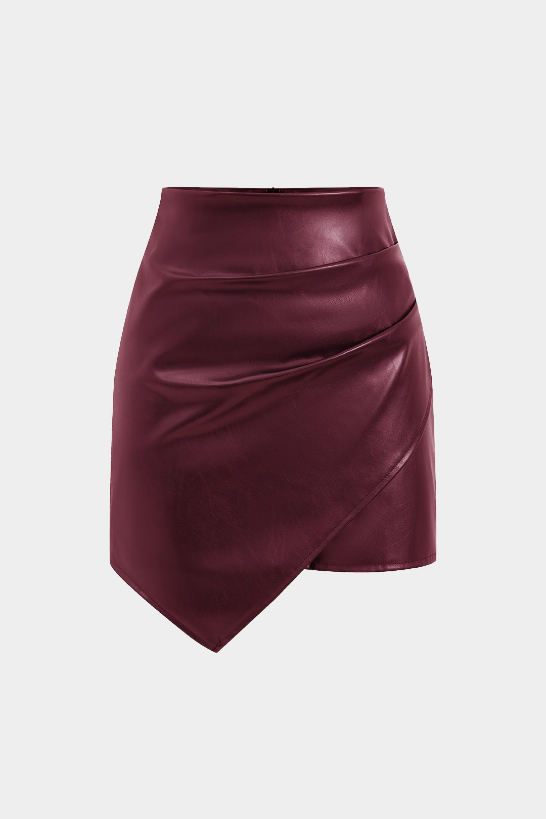 Asymmetrical faux leather ruffle skirt 