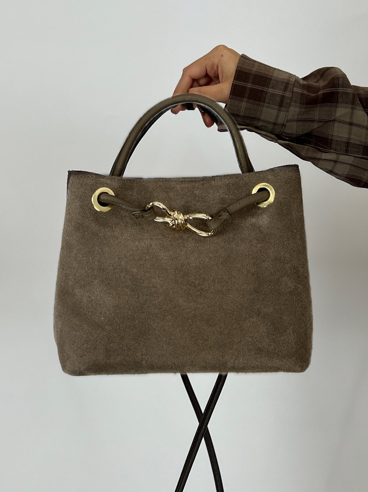 ADRIANA REAL SUEDE BAG TAUPE