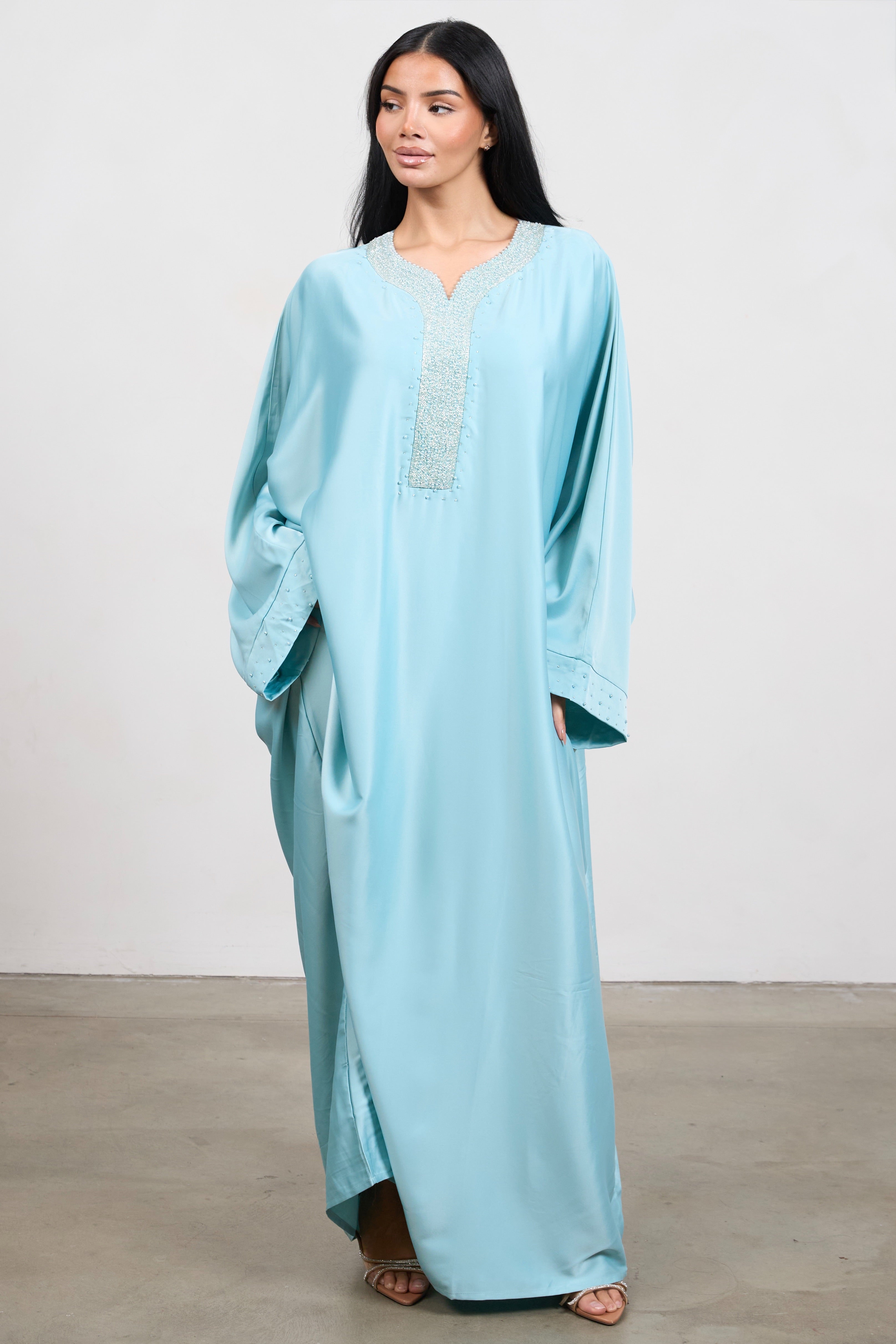 Abaya with inner belt - Blue