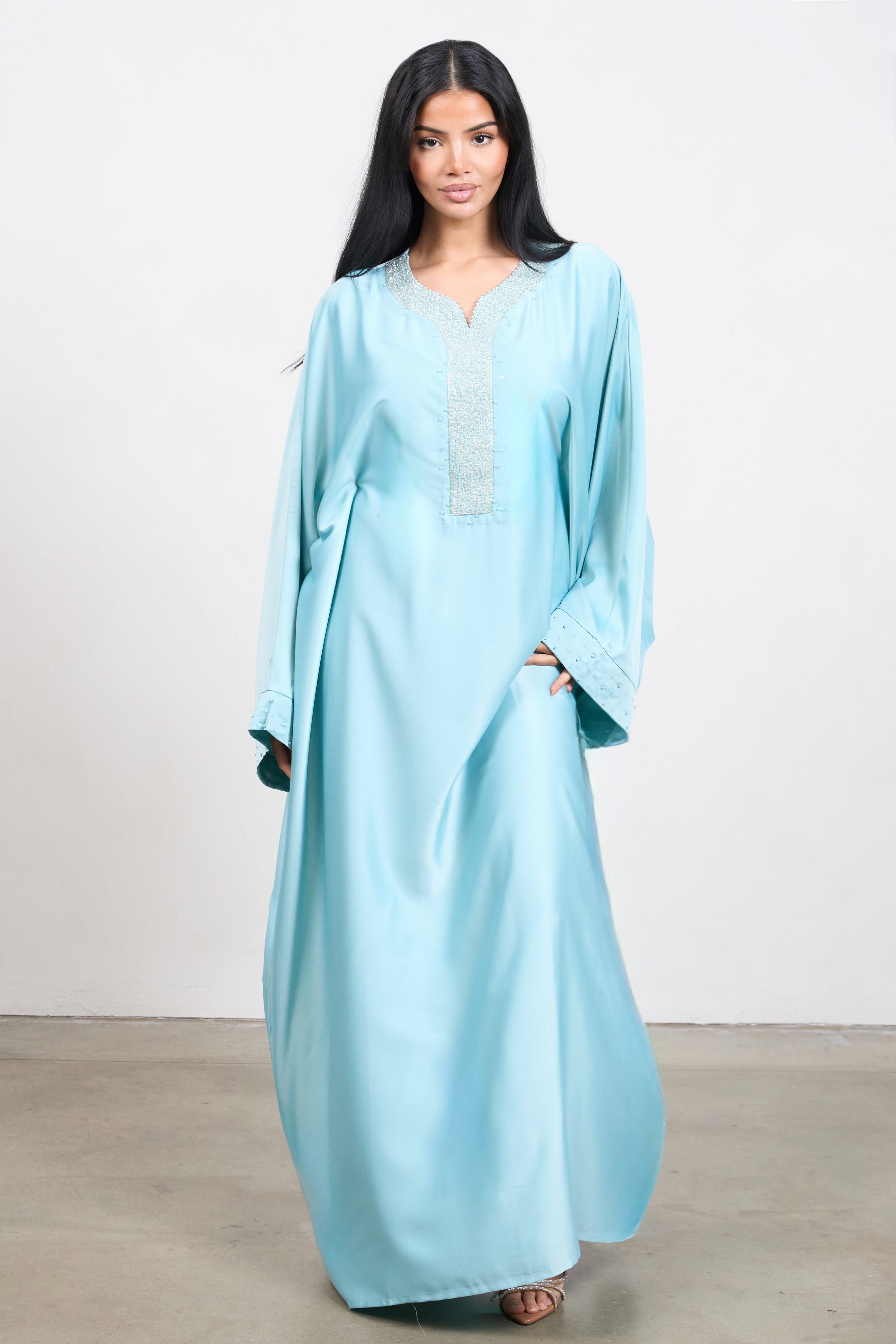Abaya with inner belt - Blue