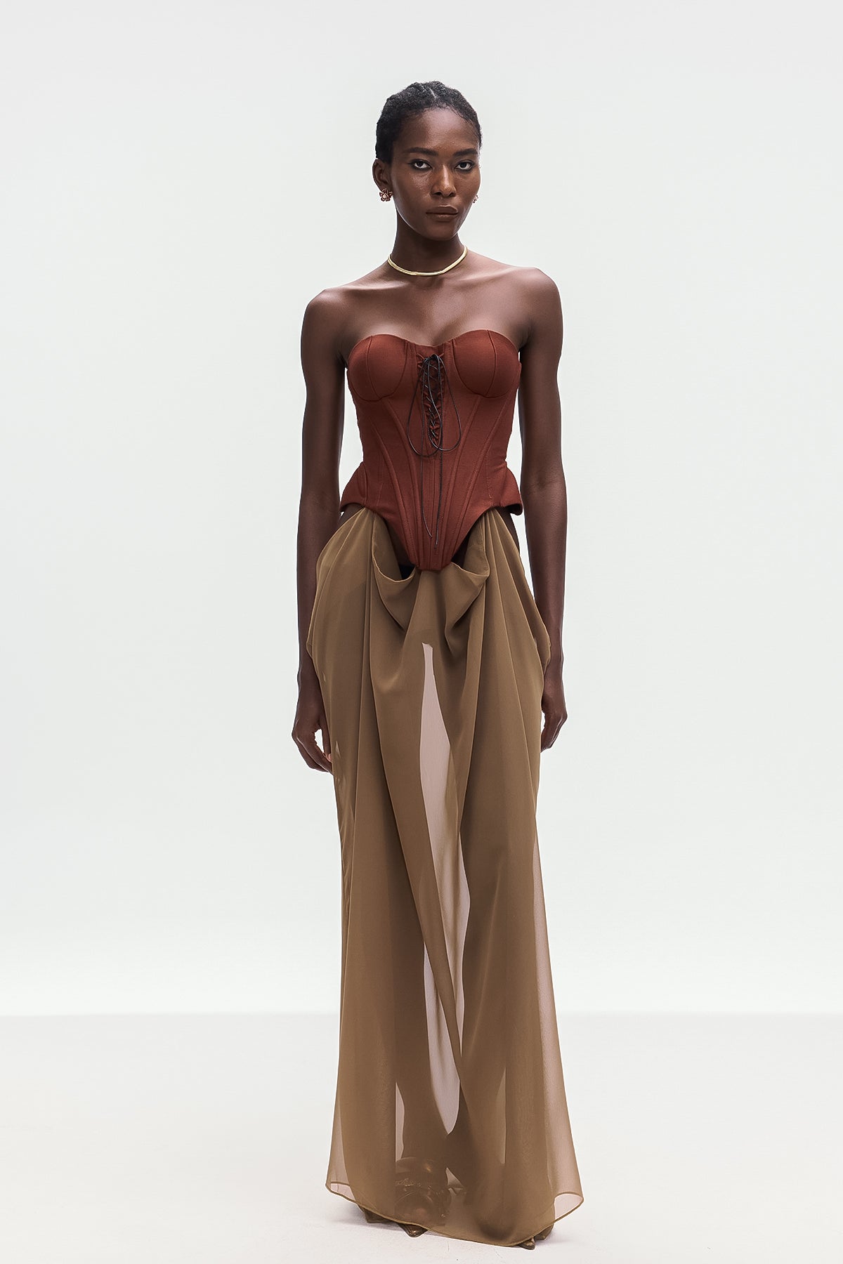 Ardelis Strapless Corset Lace Up Maxi Dress