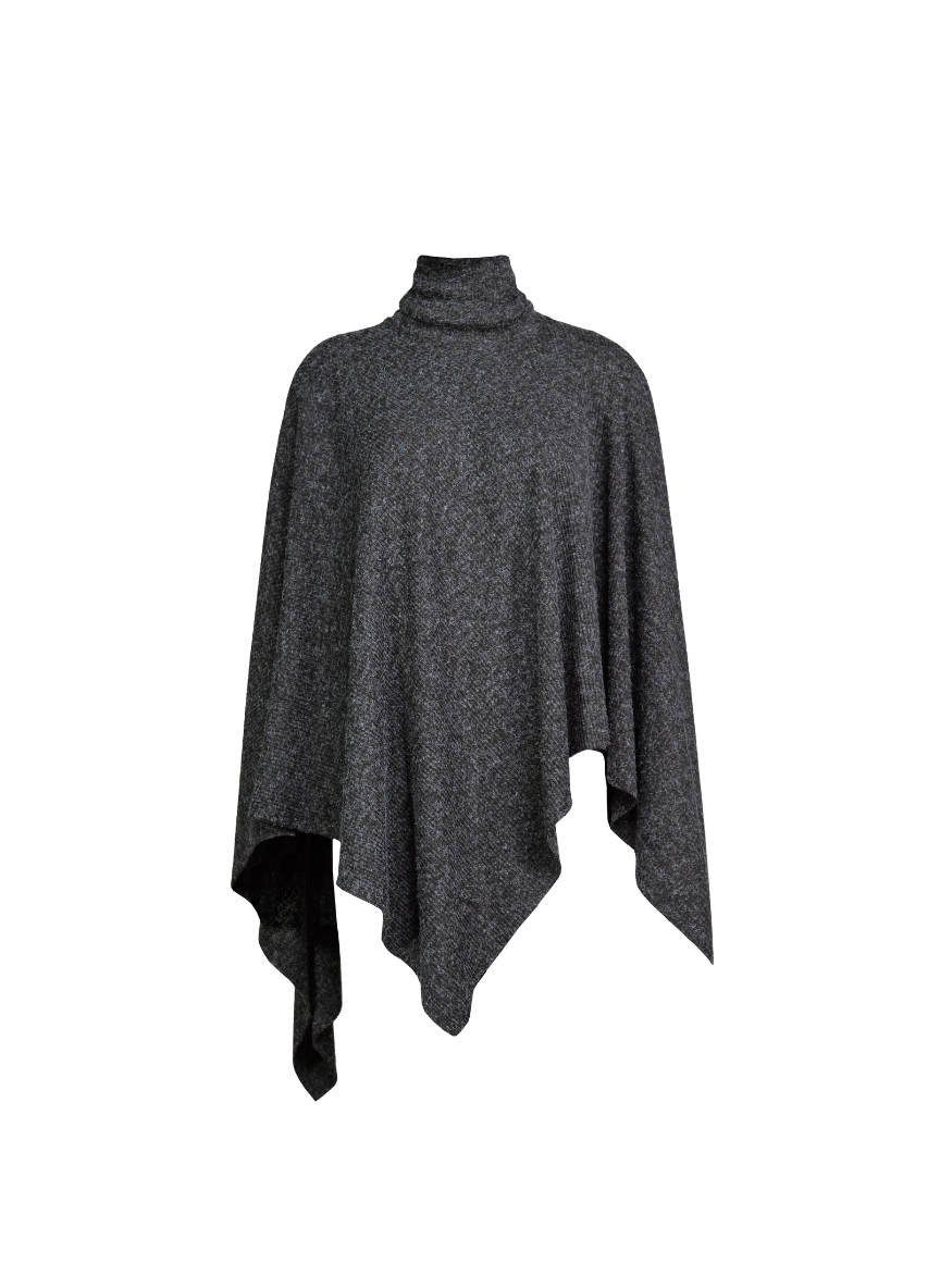 Ash Cape Relaxed Fit Turtleneck – Effortless Elegance with Flowing Silhouette 