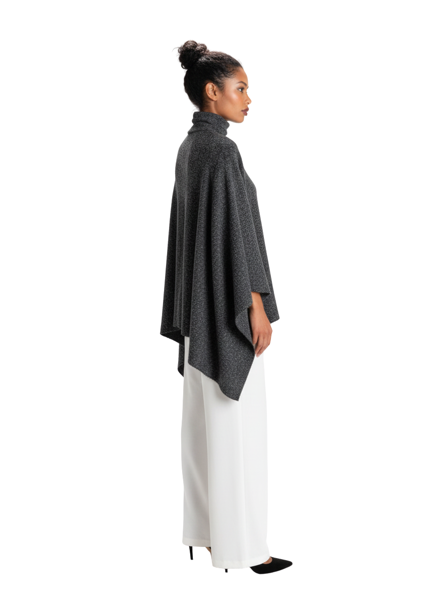 Ash Cape Relaxed Fit Turtleneck – Effortless Elegance with Flowing Silhouette 3