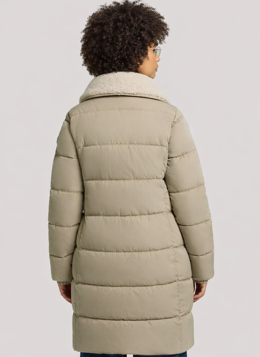 Ayla Memory Twill Long Puffer Jacket – Warm & Stylish Winter Essential | WHITE 2