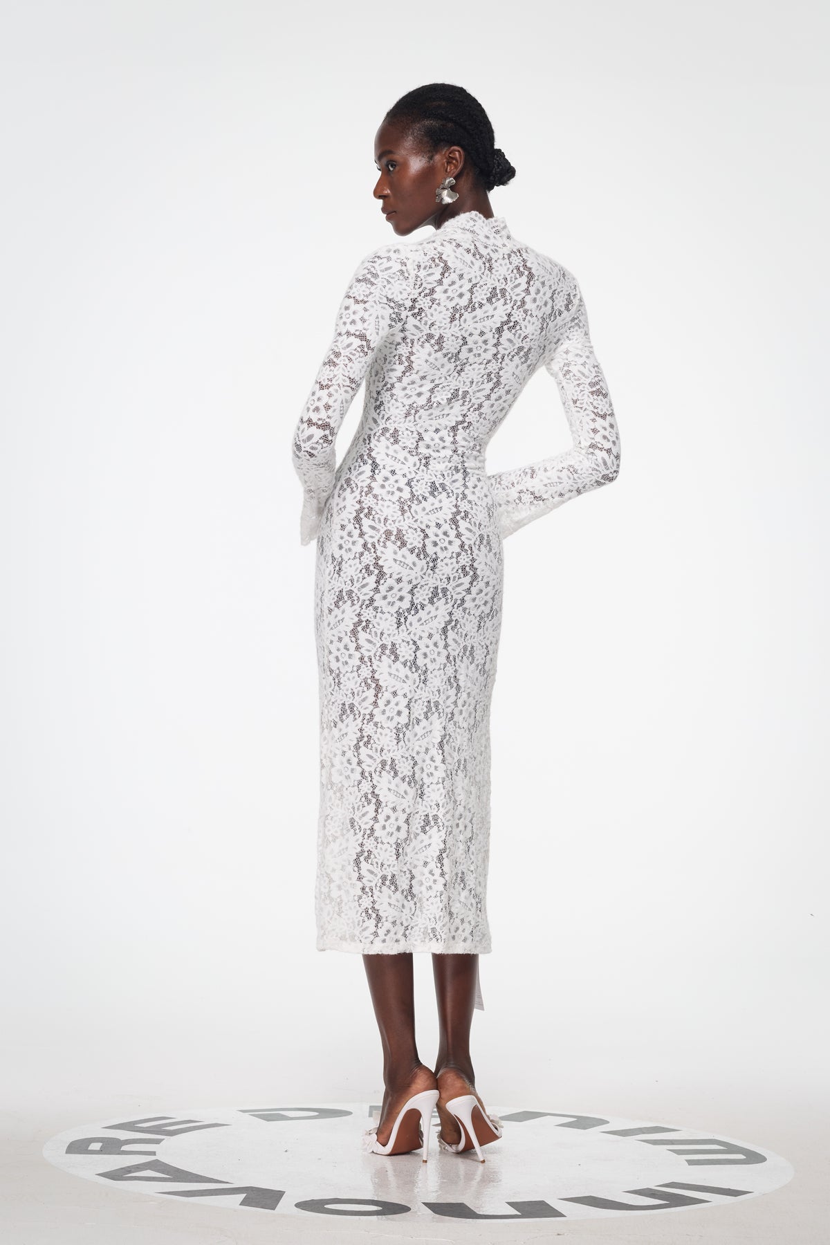 Babirye Plunge Lace Split Maxi Dress