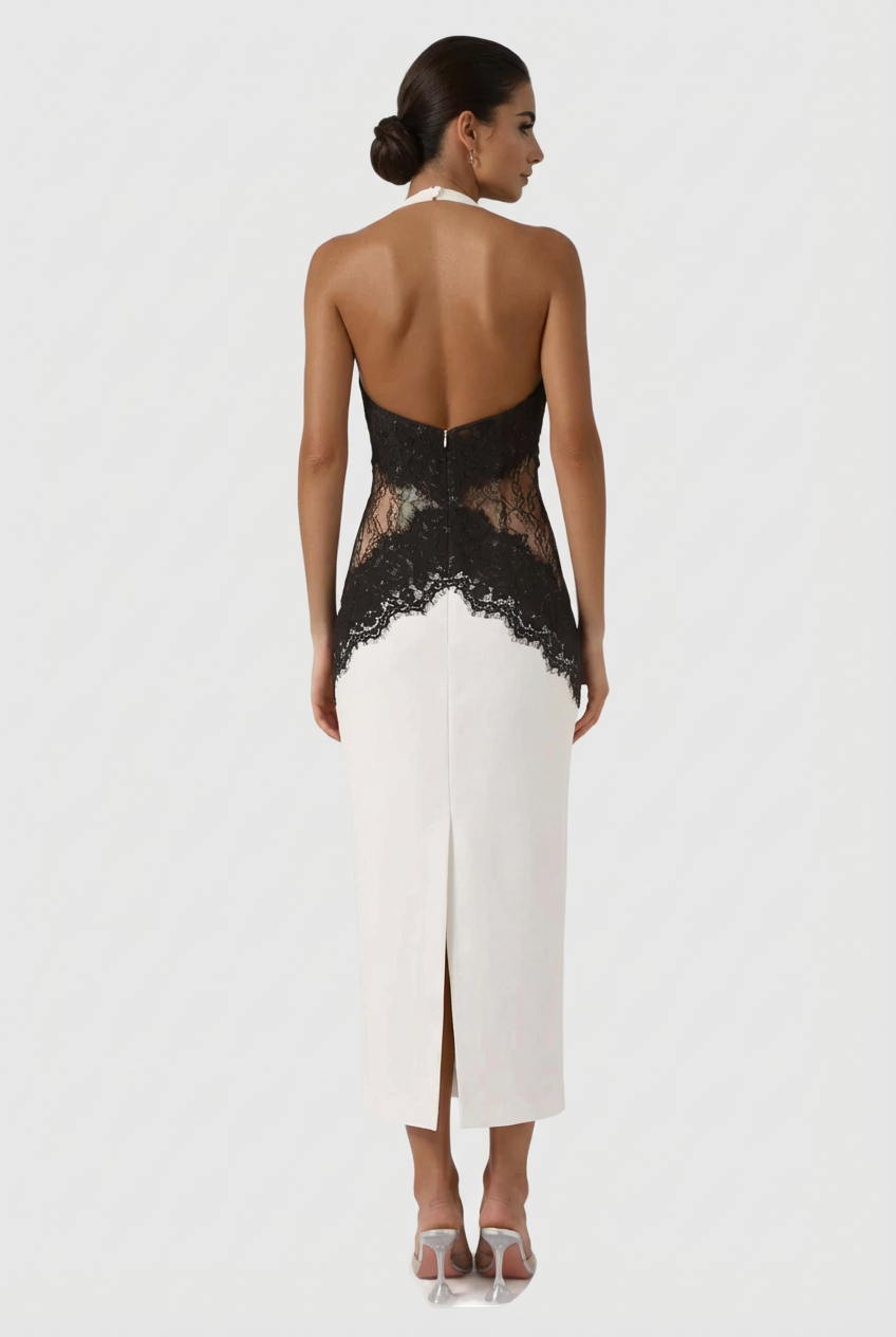 Barret Butterfly Lace Split Midi Dress