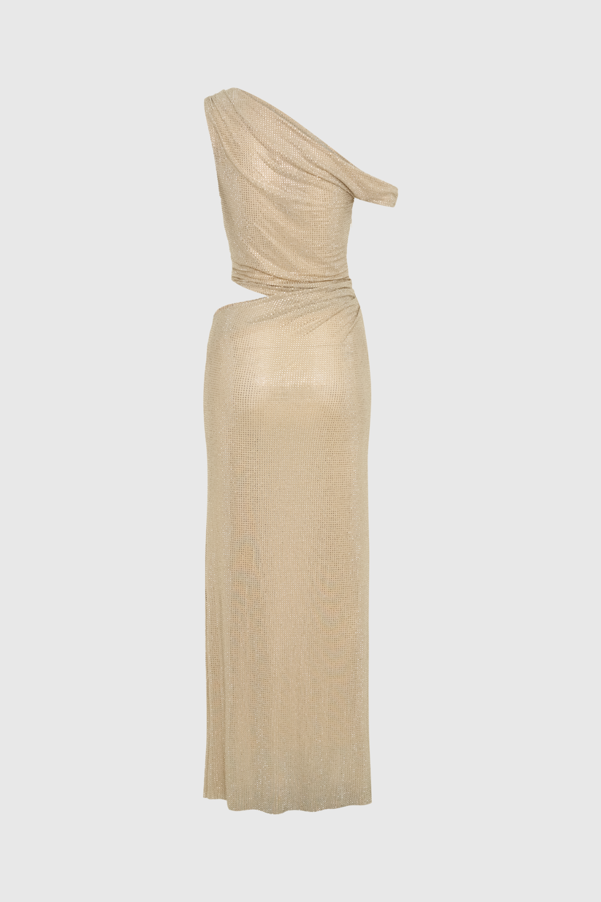 Berlioz Diamante One Shoulder Dress In Apricot