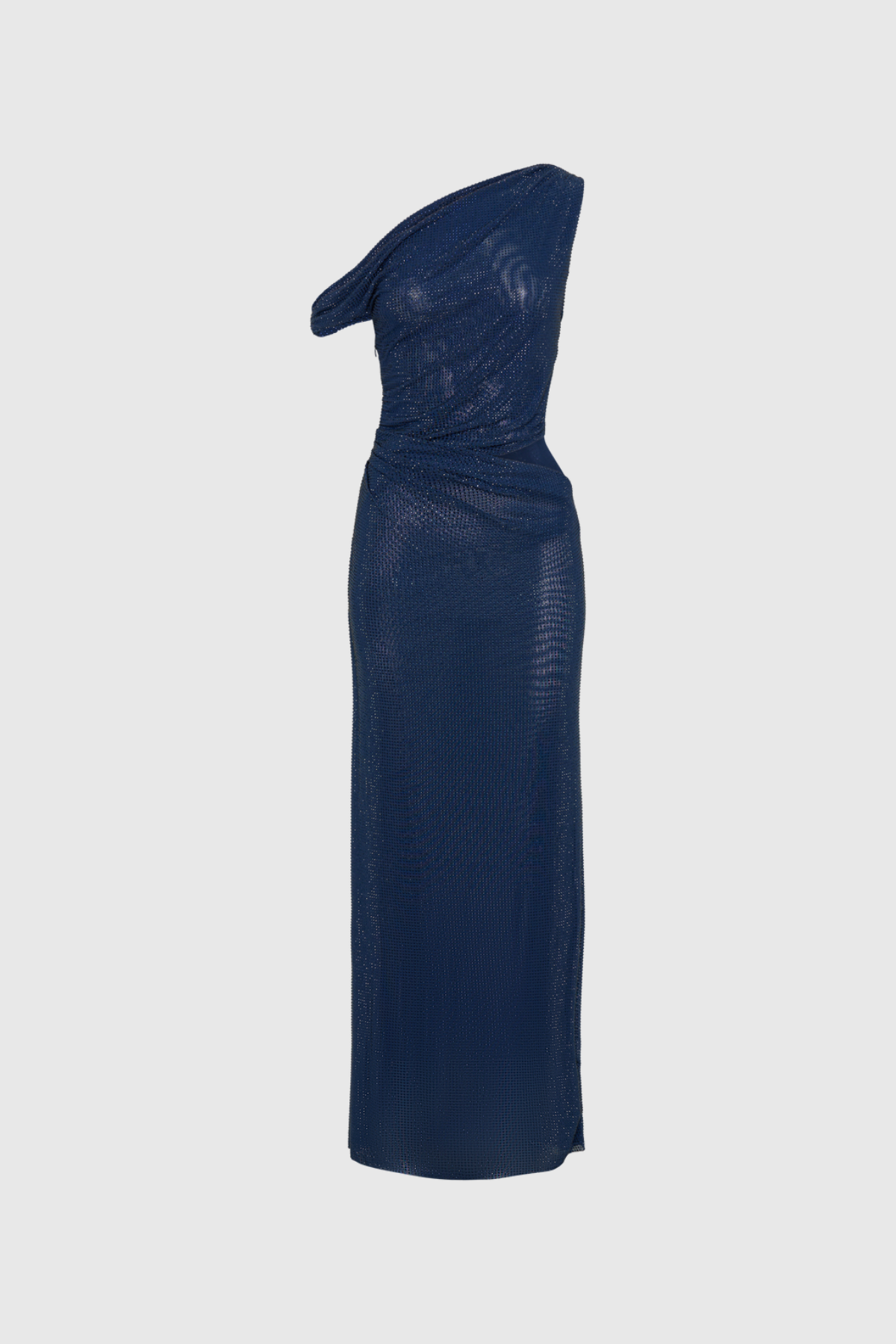 Berlioz Diamante One Shoulder Dress In Navy