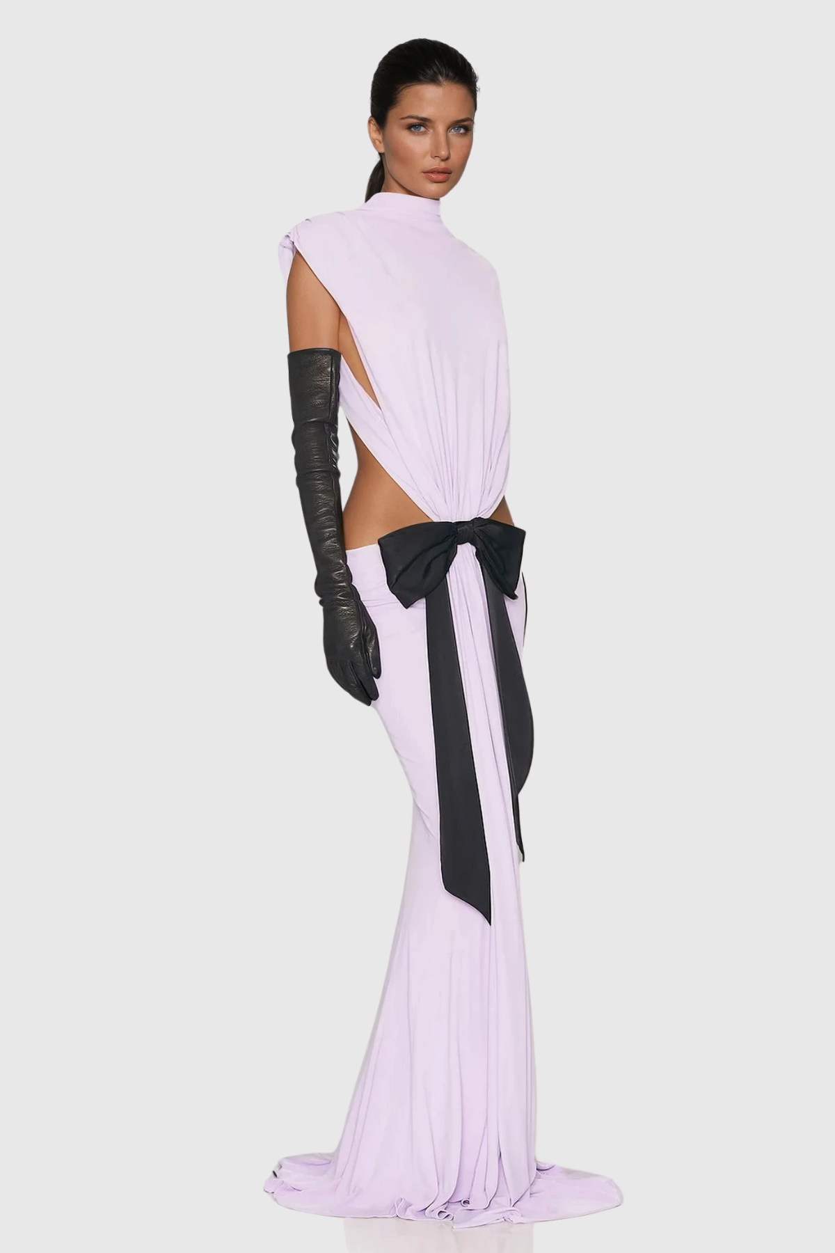 Borys Lace Up Cutout Bow Maxi Dress