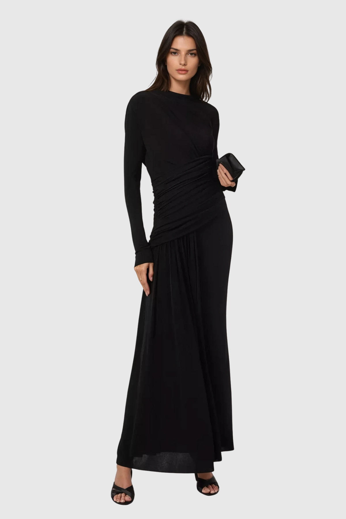 Cabdirashid Ruch Asymmetric Maxi Dress In Black