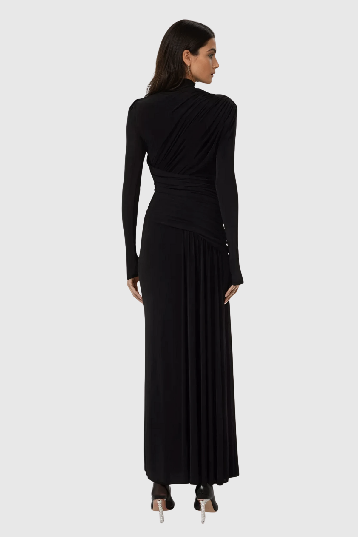 Cabdirashid Ruch Asymmetric Maxi Dress In Black