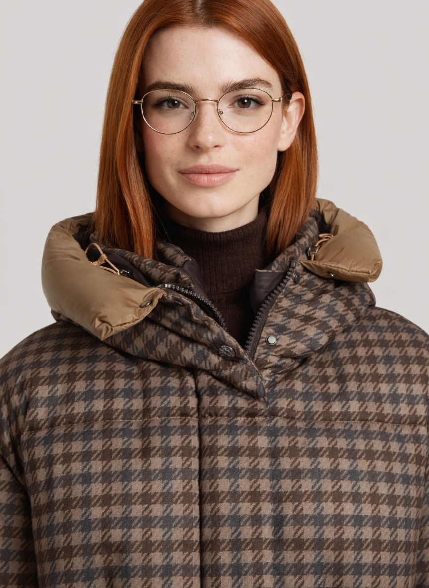 Checked Puffer Jacket – Warm & Stylish Outerwear with Faux Down Insulation 2