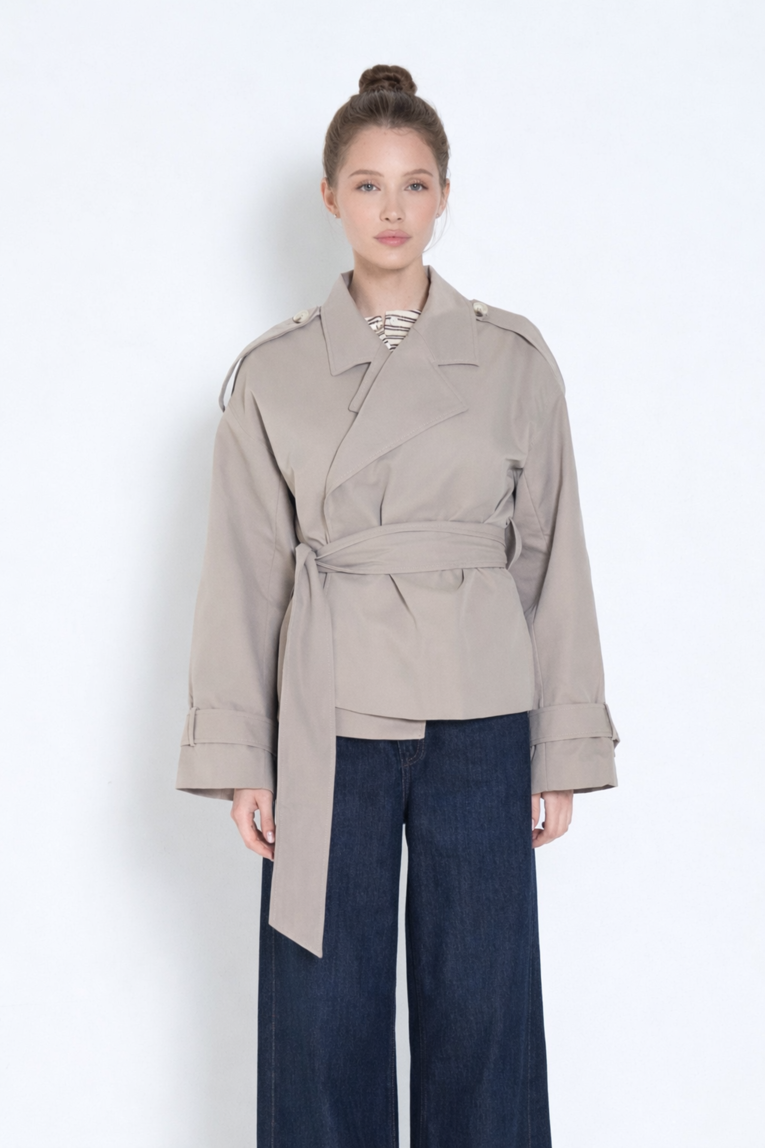 Cropped Trench Coat | Oversized Modern Silhouette 2